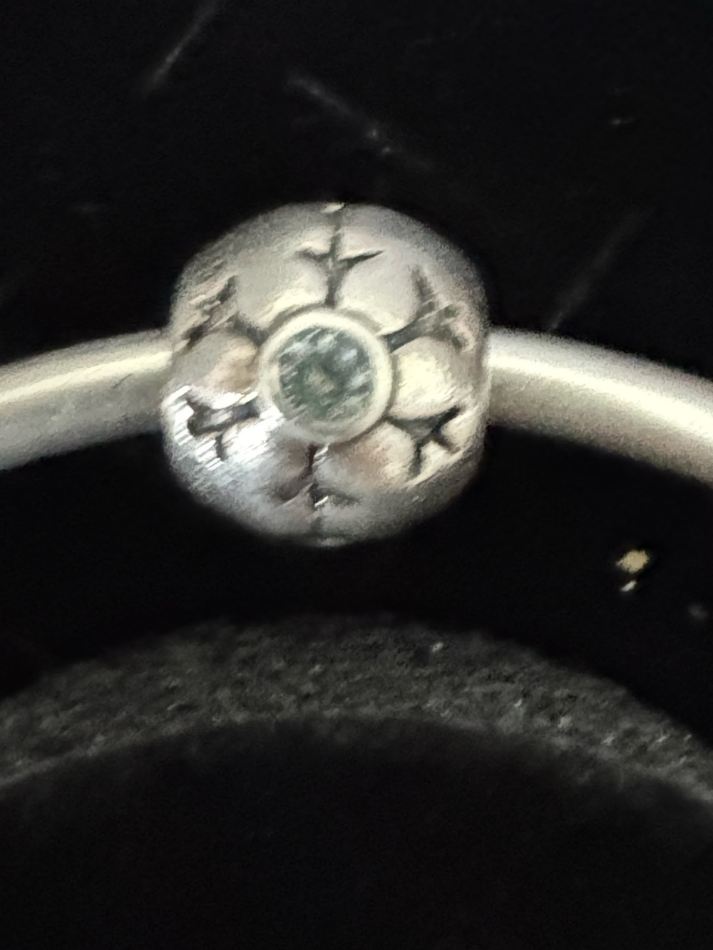 Sterling Silver Floral Charm Bracelet Bead with Blue Stone